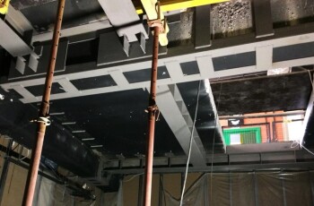 August 2020. Ultrasonic inspection of welded joints of support units of beams and plates in the support area of the escalator. Capillary control of brand welded joints of metal structures.